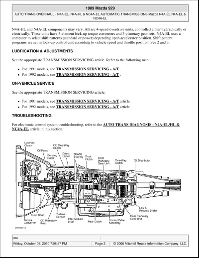 1988–1991 Mazda 929 Service Manual (P/N 97U0CX-001)