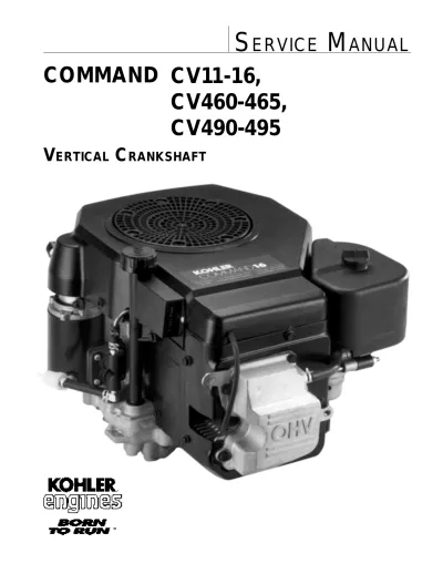 Preview: Kohler CV11-16 / CV460-465 / CV490-495 OEM Service Manual (P/N TP-2339-D)