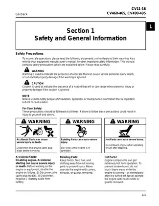 Kohler Command CV11-16, CV460-465, CV490-495 engine service manual Preview image 3