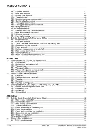 Mitsubishi SL-Series Diesel Engine Service Manual (2004 Version) Preview image 4