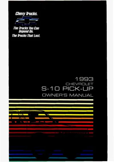 Preview: 1993 Chevrolet S-10 2.5L, 2.8L, 4.3L Pickup Owner's Manual (P/N C-9308)