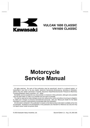 2003-2006 Kawasaki VN1600 Classic / Vulcan 1600 Classic motorcycle service manual Preview image 5