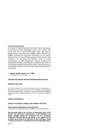 Yamaha XV535,700,750,920,1000,1100 Virago Owners Workshop Manual (1981-1994) Preview image 3