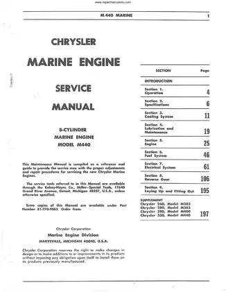 Chrysler Marine V8, M 383, M 400, M 440 engine service manual Preview image 3