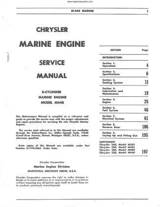Comprehensive Guide for Chrysler Marine Engine Model M440 Maintenance and Repair Preview image 3