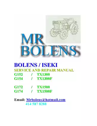 Bolens Iseki Diesel TX1300, 1500 g,152, G152,  G154, G172, G174 service and repair manual Preview image 1
