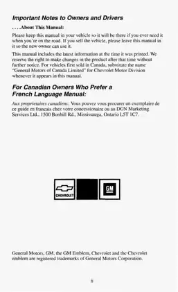 1994 Chevrolet C/K Silverado owners manual Preview image 4