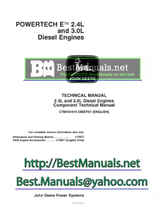 John Deere Powertech E 2.4L / 3.0L diesel engine technical service manual Preview image 1