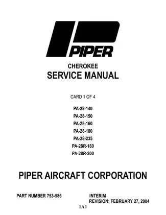 Piper Cherokee PA-28-140, PA-28-150, PA-28-160, PA-28-180, PA-28-235, PA-28-200 aircraft service manual Preview image 1