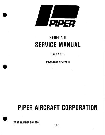 Preview: Piper Seneca II PA-34-200T Aircraft 1975–1981 Service Manual (P/N 761 590)