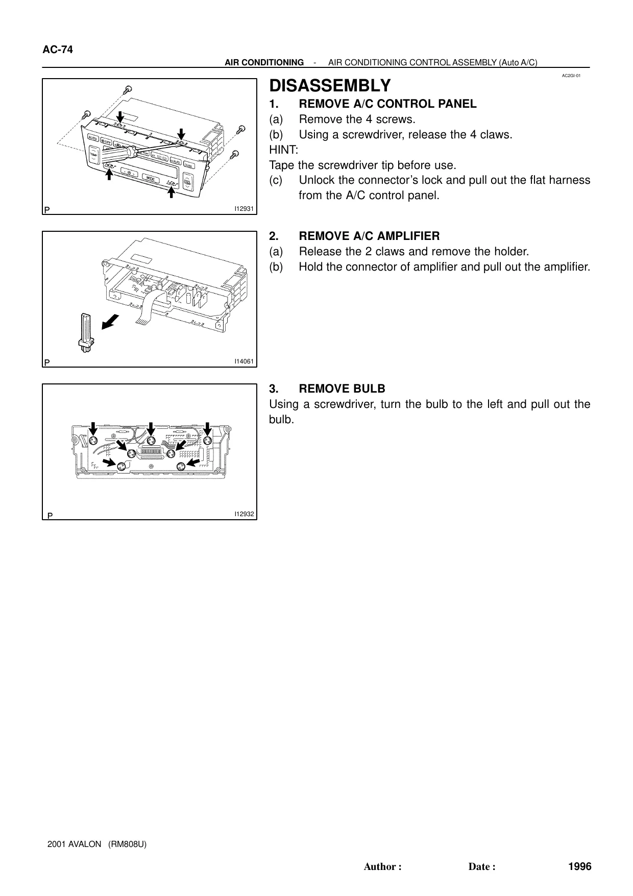 2000-2010 Toyota Avalon Air Condition manual Preview image 2