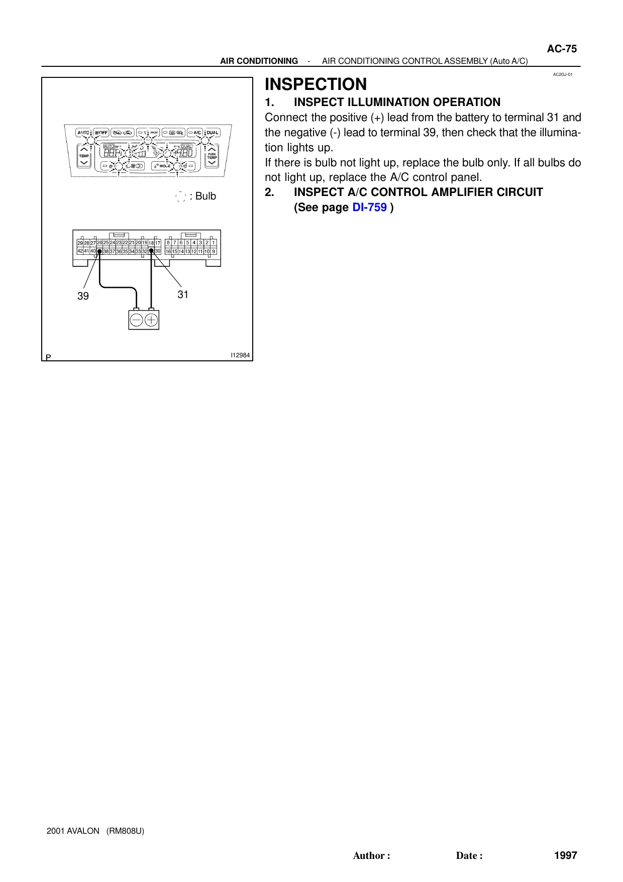 2000-2010 Toyota Avalon Air Condition manual Preview image 3