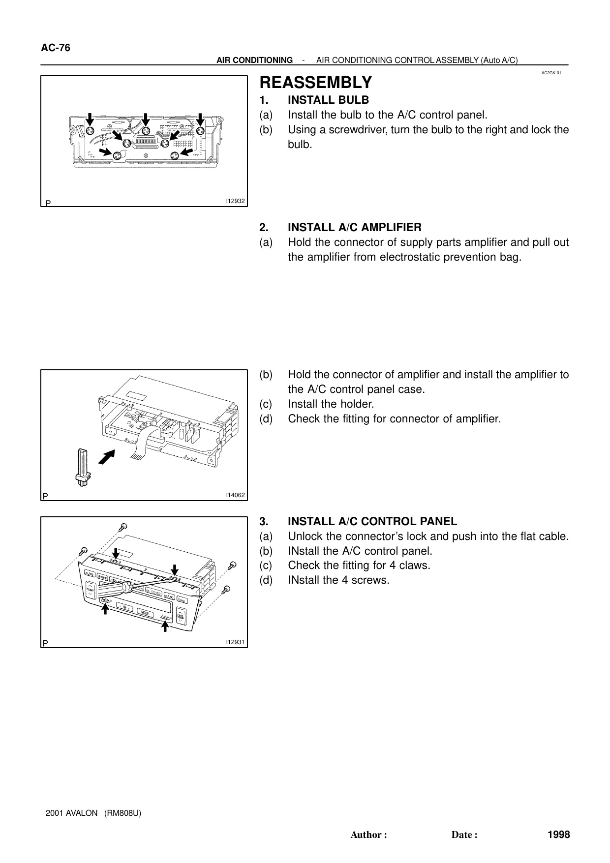 2000-2010 Toyota Avalon Air Condition manual Preview image 4