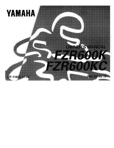 Preview: 1989–1999 Yamaha FZR600K / FZR600KC Owner's Manual (P/N LIT-11616-FZ-00, 11616-06-97, 11616-07-36)