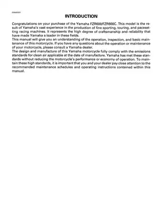 Yamaha 1989-1999 Yamaha FZR600, FZR600W, FZR600WC repair manual manual preview page 2 - thumbnail