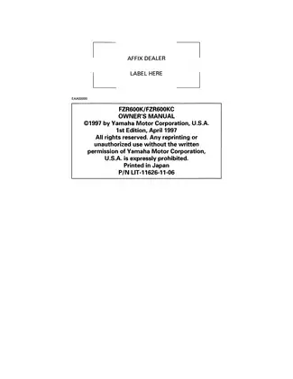 1989-1999 Yamaha FZR600, FZR600W, FZR600WC repair manual Preview image 5