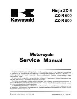 1990-2005 Kawasaki Ninja ZX-6, ZZ-R600, ZZ-R500 motorcycle service manual Preview image 3
