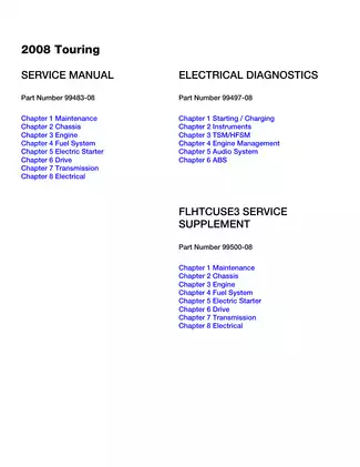 2008 Harley Davidson Touring FLHR, FLHT repair manual Preview image 1