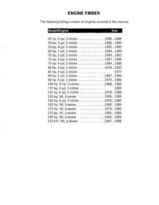 1977-1989 Mercury Mariner 45 hp - 220 hp outboard motor service manual Preview image 1