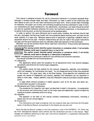 Kawasaki KZ750 Motorcycle Service Manual - Comprehensive Repair Guide Preview image 5