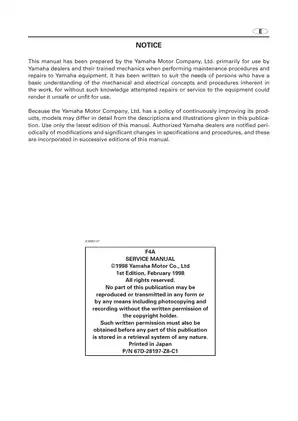 Yamaha F4A Outboard Motor Service Manual - Comprehensive Guide for Maintenance and Repairs Preview image 2