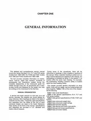 Harley-Davidson FLH, FLT & FXR Service Manual (1984-1998)