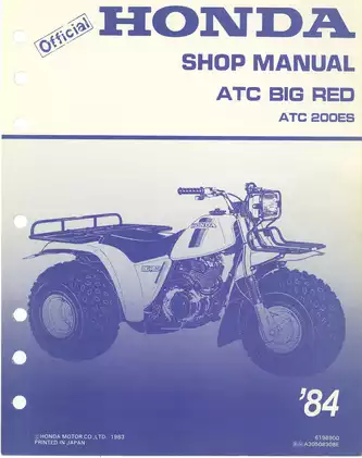 1984 Honda ATC200ES Big Red shop manual Preview image 1