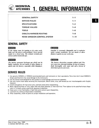 Honda ATC200ES Service Manual - Comprehensive Guide to Maintenance and Repair Preview image 5
