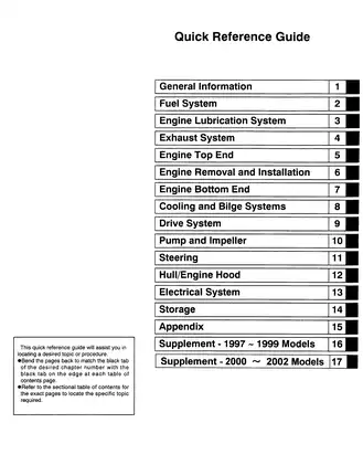 Kawasaki Jet Ski 1100ZXi Quick Reference Guide - Comprehensive Repair Manual Preview image 2