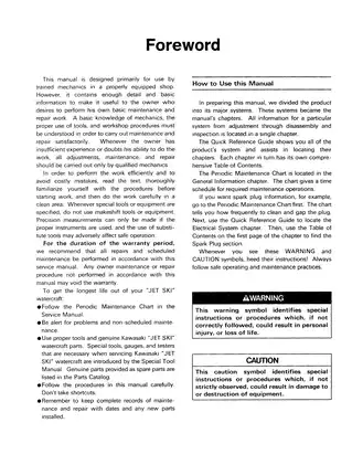 Kawasaki Jet Ski 1100ZXi Quick Reference Guide - Comprehensive Repair Manual Preview image 4