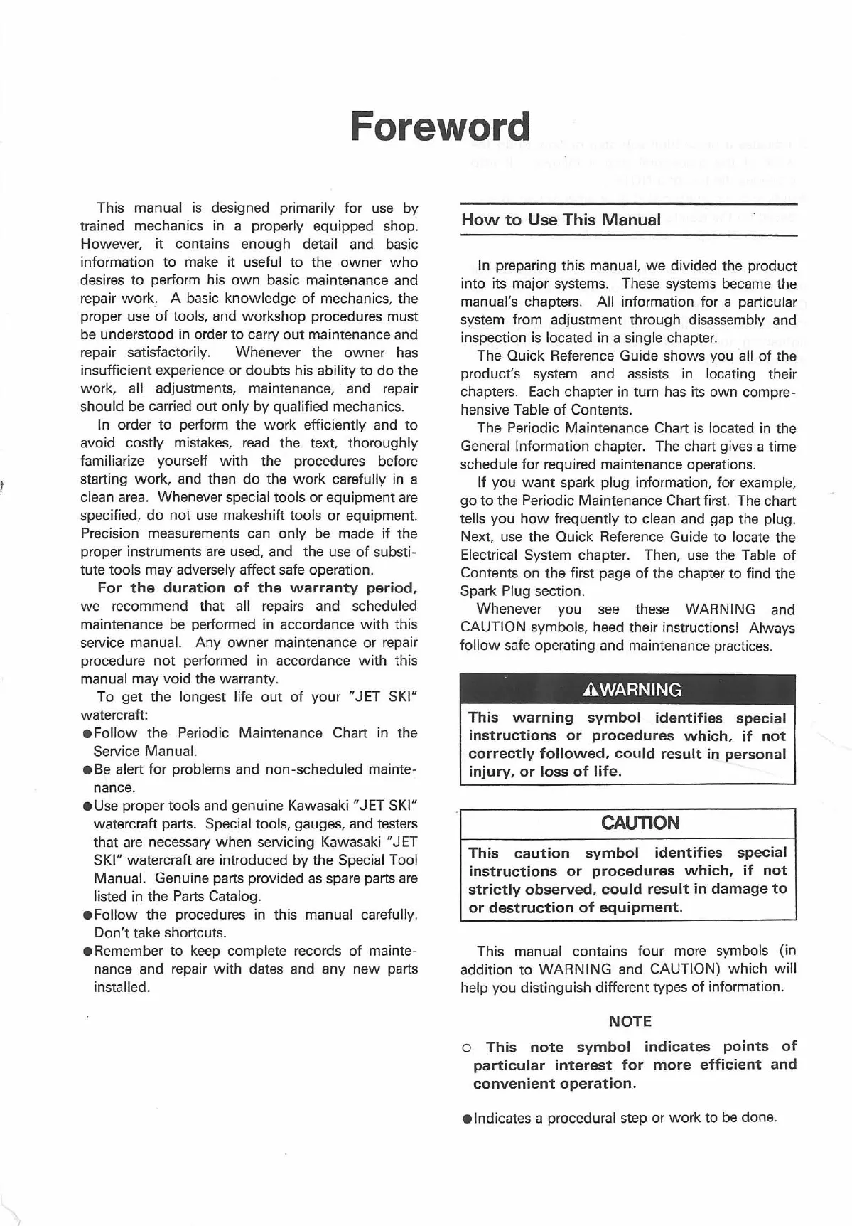 Kawasaki Jet Ski 750SX Watercraft Service Manual (1992-1996) Preview image 4