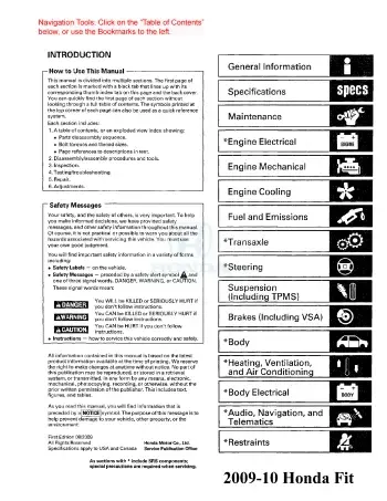Preview: 2007 Honda Fit Owner's Manual (P/N 31SAA6020)