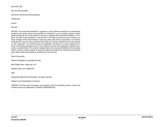 Xerox DocuColor 250 Service Documentation - Comprehensive Maintenance Manual