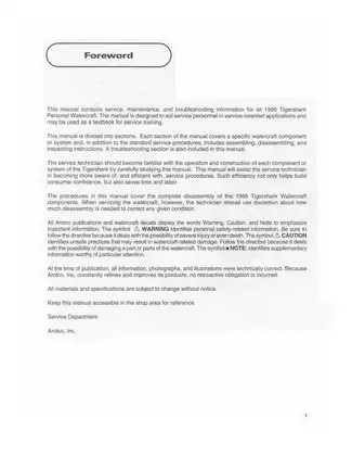 1995 Tigershark Personal Watercraft Service Manual - Comprehensive Guide Preview image 2