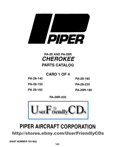 Preview: Piper PA-28-140, PA-28-150, PA-28-160, PA-28-180, PA-28R-180, PA-28R-200 1961–1977 Parts Catalog (P/N 753 582)