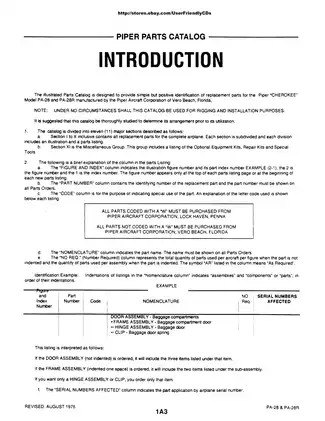 Piper Cherokee PA-28, PA-28R aircraft parts catalog Preview image 3