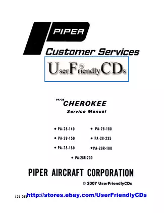 Piper Cherokee PA- 28-140, 28-150 /28-160, 28-180, 28-235, PA-28R-180, 28R-200 service manual Preview image 1