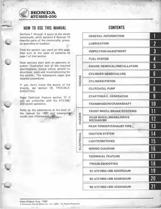 Comprehensive Honda ATC185 & ATC200 Service Manual (1980-1983) Preview image 3