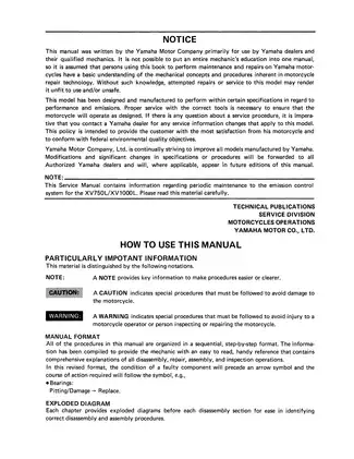 1985-1999 Yamaha Virago XV700, XV750, XV1000, XV1100 service manual Preview image 4