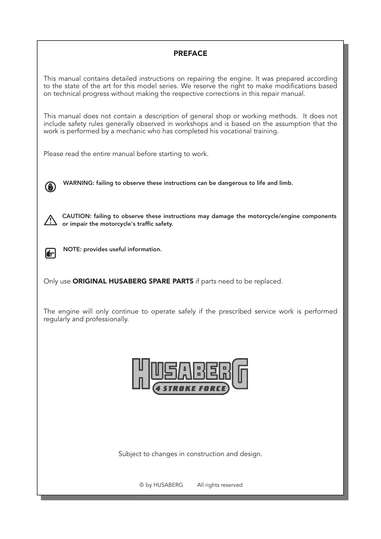 1998-2007 Husaberg FC650, FS650, FE650 service manual Preview image 2
