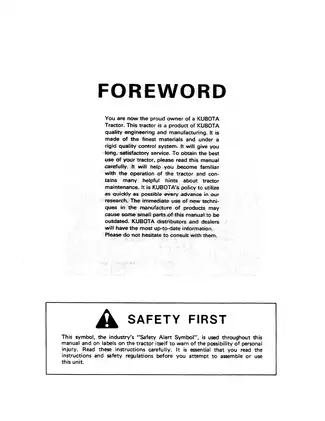 Kubota Tractor B6200HST & B7200HST Operator's Manual - Essential Guide for Owners Preview image 3