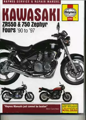 1990-1997 Kawasaki Zephyr, ZR550, ZR750 repair and service manual
