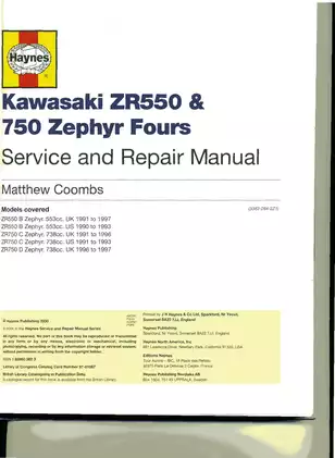 Kawasaki ZR550 & ZR750 Zephyr Service & Repair Manual (1990-1997) Preview image 3