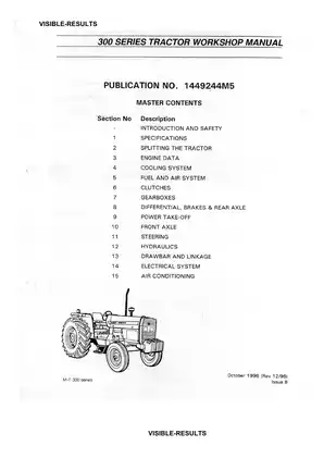 Massey Ferguson 300 Series Tractor Workshop Manual (1996) - Comprehensive Guide Preview image 2