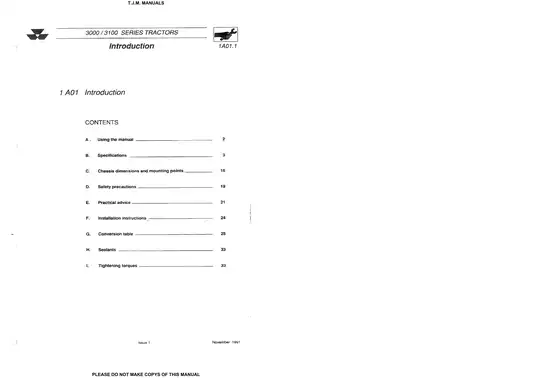 Massey Ferguson 3000/3100 Series Tractor Workshop Service Manual Preview image 3