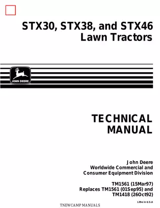 John Deere STX30, STX38, STX46 lawn tractor technical manual Preview image 1