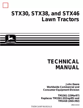John Deere STX Lawn Tractor Technical Manual