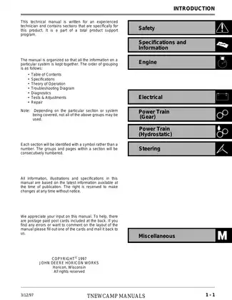John Deere STX Lawn Tractor Technical Manual Preview image 3