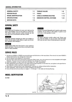 1989 Honda GL1500 Goldwing service manual Preview image 3
