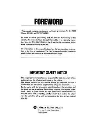 1989 Nissan D21 series Pathfinder truck repair manual Preview image 2